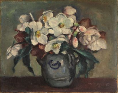 Marcel NIQUET Fleurs blanches dans un vase....