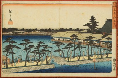 JAPON Hiroshige paysage 23 x 42 cm