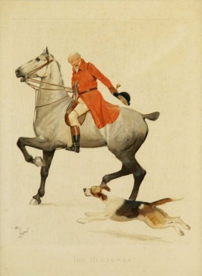  Cecil ALDIN (1870-1935). " The Hunst Man ". Gravure. 50 x 38 cm.