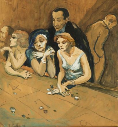 Fred PAILHES (1902-1991) Joueurs au casino,...