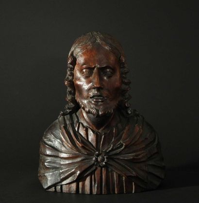 null Buste de saint en bois sculpté. Époque XIXème siècle