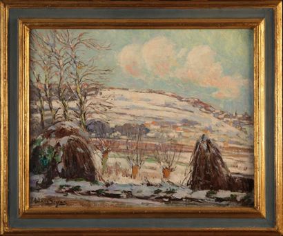 null Adrien SEGERS (1876-1950) " Meules sous la neige sur les hauteurs de Rouen "....
