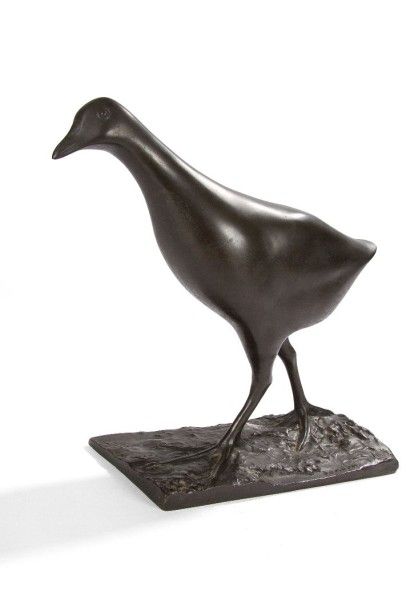 null François POMPON (1855-1933)

Poule d’eau

Bronze à patine brun sombre, portant,...
