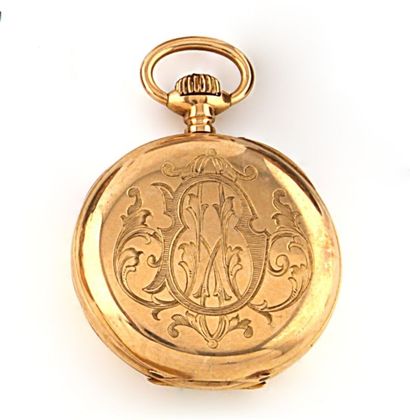 null Montre de poche en or, décor monogrammé, manque le verre, époque fin XIXème