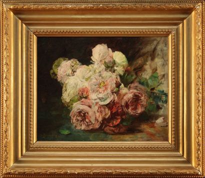 Georges JEANNIN (1841-1925) 
Roses sur un...