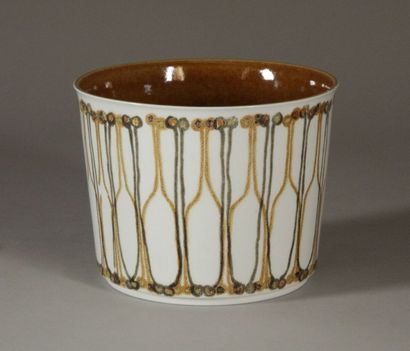 null Manufacture Royale de Copenhague Cache-pot en céramique émaillée à décor géométrique...