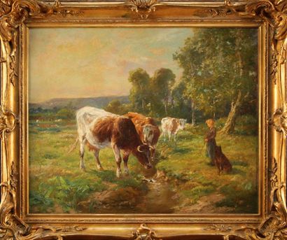 null Adrien-Gabriel VOISARD-MARGERIE  (1867-1954) " Le gardien de vaches " et " Les...