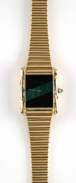 null Montre en or jaune cadran en onyx et malachite. Poids brut : 74 g.