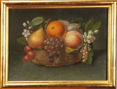 null ECOLE FRANCAISE DU XIXème siècle,


Nature morte aux fruits.


Paire de pastels.


26...