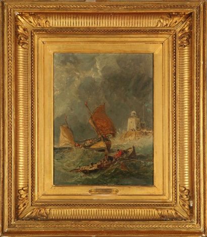 null Jules NOEL (1810 - 1881),


Barques et voiliers en mer.


Huile sur panneau...