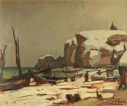 null Louis Jacques VIGON (1897-1985)


La plage d'Etretat sous la neige.


Huile...