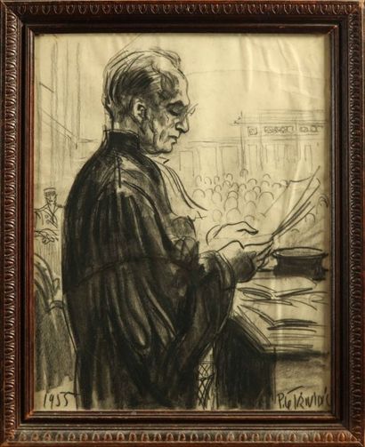 null Pierre LE TRIVIDIC (1898-1960),


Portrait d'un homme de loi.


Fusain sur papier...
