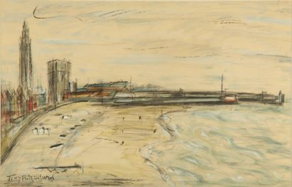 null Tony FRITZ-VILARS (XXème siècle),

Le port du Havre.

Aquarelle, signée en bas...
