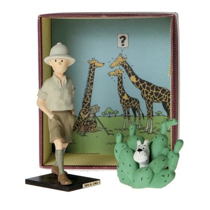 null Leblon-Delienne "Tintin au Congo", boite diorama, résine. Certificat n° 3732/5000....