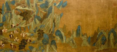 CHINE CHINE

Encre et couleurs sur soie, représentant l'empereur Minghuang s'enfuyant...