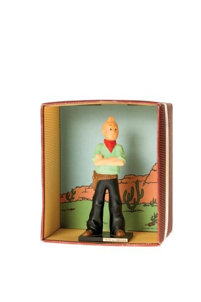 Leblon-Delienne Leblon-Delienne "Tintin en Amérique", boîte diorama, résine. Certificat...