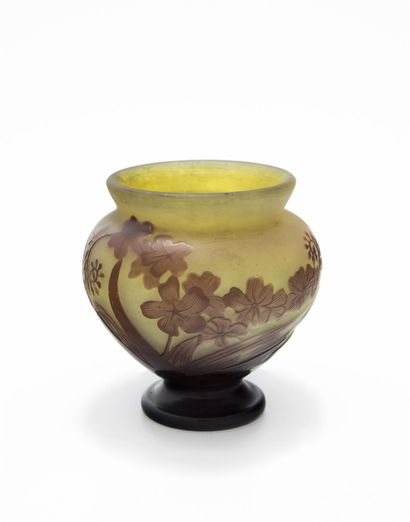 null Emile GALLE (1846-1904).
Vase de forme balustre sur talon, épreuve en verre...