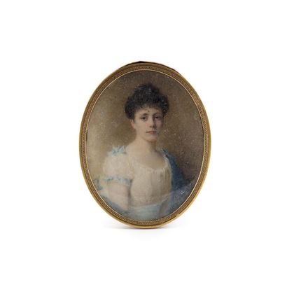 null ECOLE FRANCAISE DU XIXe
Miniature ovale
Portrait de Mademoiselle de Mun à 18...