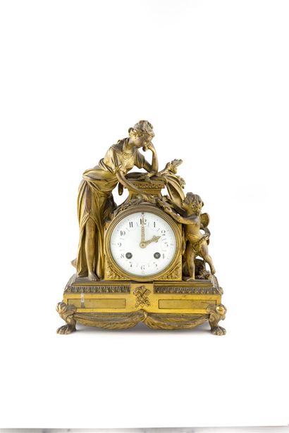 null Pendule en bronze doré à décor de Vénus et l'Amour.
Style Louis XVI
H : 29 ...