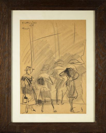 null Pierre LE TRIVIDIC (1898-1960)
Croquis de théâtre
Crayon sur papier signé en...