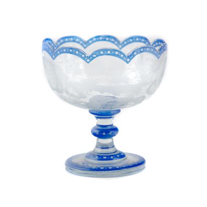 VERRERIE DE BOHEME Coupe en cristal de Bohème liseré bleu
H. : 14 cm