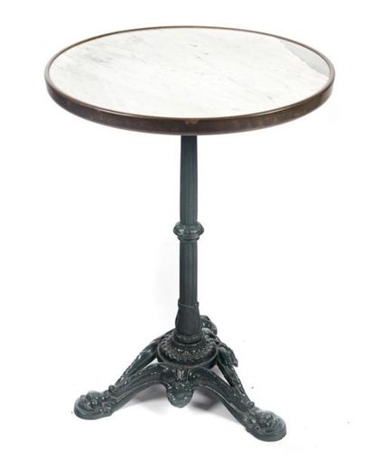 Table bistrot table bistrot piètement en fonte dessus marbre gris clair 70x50 cm...
