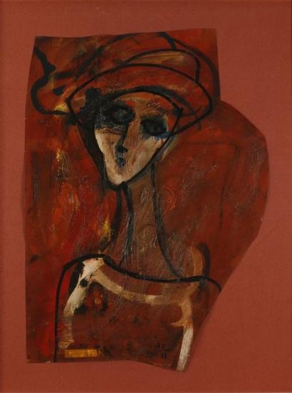 Alexander PUTOV Alexander PUTOV (1940-2008) Portrait de femme au chapeau Huile sur...