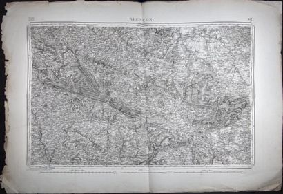 Carte ancienne Lot de 3 cartes du Dépôt de la Guerre, dites d'état-major - Falaise/Alençon/Cherbourg...