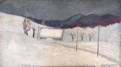 Tony FRITZ-VILARS Tony FRITZ-VILARS (1910-1986) Paysage de neige Huile sur toile...