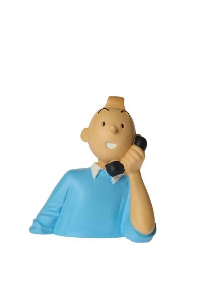 null "Buste Tintin au téléphone", résine.
H : 12 cm.