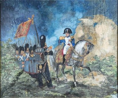 ECOLE FRANCAISE Napoléon à cheval Gouache...