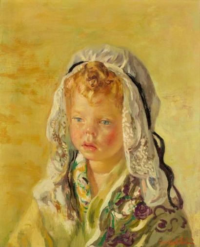 Luigi CORBELLINI (1901-1968) Luigi CORBELLINI (1901-1968) Portrait de fillette Huile...