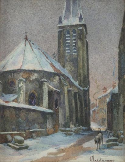 Hippolyte MADELAINE (1871-1966) Hippolyte MADELAINE (1871-1966) Eglise sous la neige...