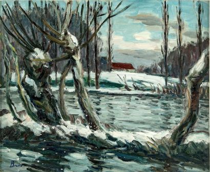 Léonard BORDES (1898-1969) Léonard BORDES (1898-1969) Rivières sous la neige Huile...