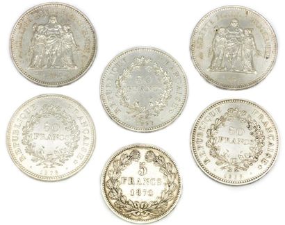 FRANCS ARGENT 5 x 50 Francs en argent 1 x 5 Francs en argent