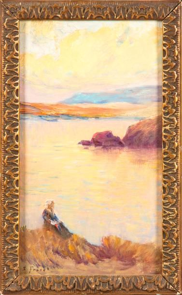 SAMUEL FRERE (1847-1931) Samuel FRERE (1847-1931) Paysage de bord de mer au soleil...