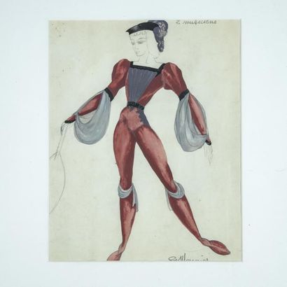 G. MEUNIER G. MEUNIER Projet de costume d'un musicien du ballet " Le Chevalier et...
