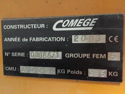 Ecarteur COMEGE Ecarteurs COMEGE

Année de fabrication 2003

Lo. : 5,1 m, CMU 4000...