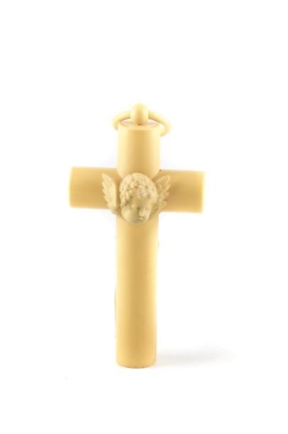 CROIX DE BERCEAU Croix de berceau orné d'une tête d'ange H. 16 cm