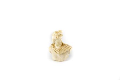 BUSTE D'APOLLON Buste d'apollon en marbre blanc. D'après l'Antique. H : 18 cm 