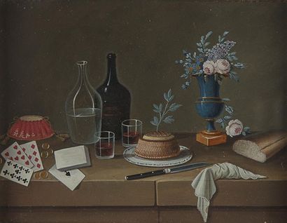 Paul LELONG Paul LELONG (1779-1814) Très bel ensemble de 4 gouaches : Nature morte...