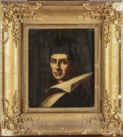 ECOLE FRANÇAISE DU XIXe ECOLE FRANCAISE DU XIXe Portrait d'homme au col blanc Huile...