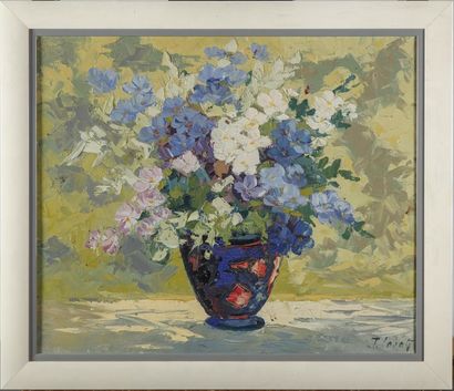 Jean LABAT Jean LABAT Bouquet de fleurs Huile sur toile 45 x 54 cm