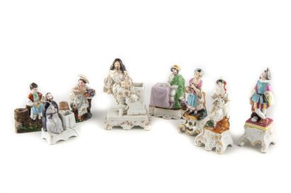 PORCELAINE DE PARIS PARIS Amusante collection de 8 sujets porte-plumes en porcelaine...