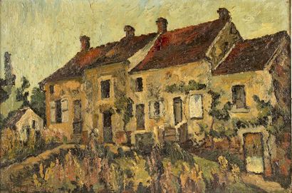 PIERRE JEAN DUMONT Pierre Jean DUMONT (1884-1936) Les maisons Huile sur toile 51...