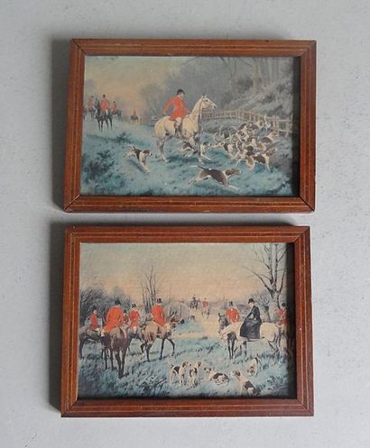Lithograpihe en couleur Deux lithographies en couleur représentant des scènes de...