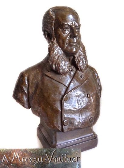 AUGUSTIN MOREAU-VAUTHIER Augustin MOREAU-VAUTHIER (1831-1893) Buste d'homme à la...