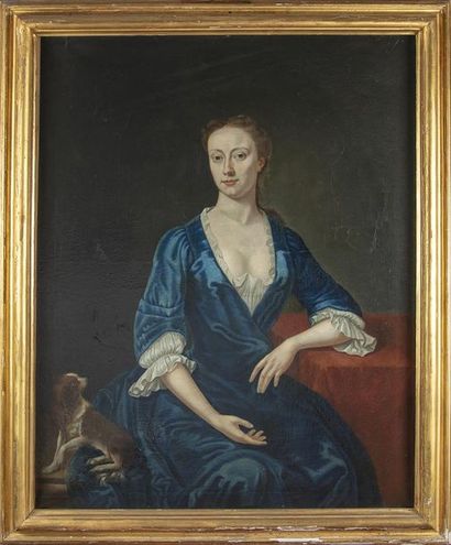 Ecole française du XVIIIè ECOLE FRANCAISE DU XVIIIe Grand portrait de femmme à la...