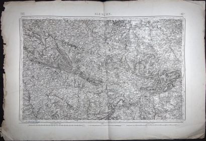 Carte ancienne Lot de 3 cartes du Dépôt de la Guerre, dites d'état-major - Falaise/Alençon/Cherbourg...