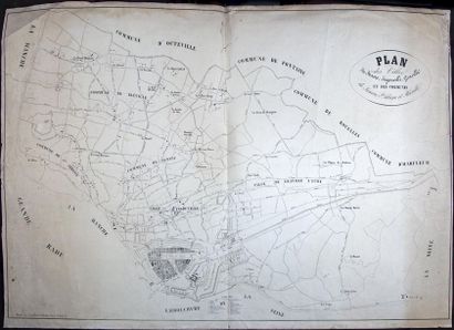 Carte ancienne Plan des villes du Havre, Ingouville, Graville et des communes de...